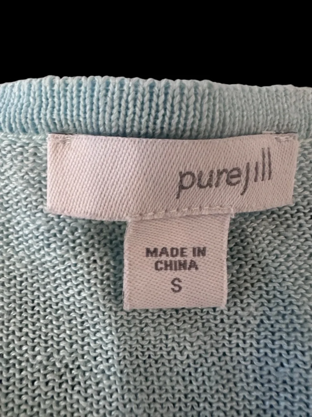 Pure Jill Linen Blend Tunic Sweater Light Blue Mesh Hem Size S Boho Coastal